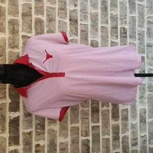 EUC NIKE Golf Dri Fit Orange and White Striped Short Sleeve Polo